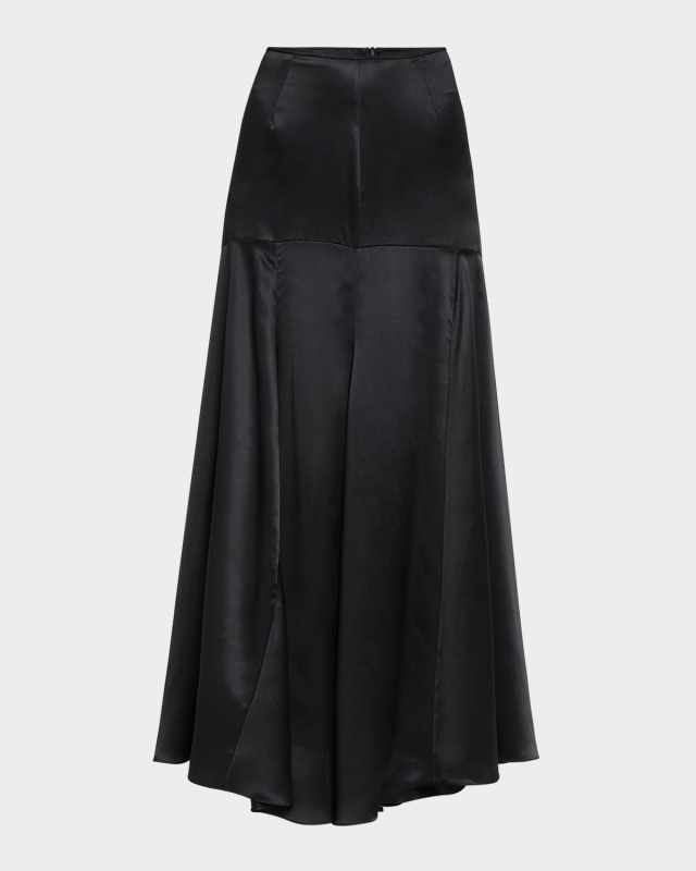 Drop-Waist Slit Bias Silk Maxi Skirt